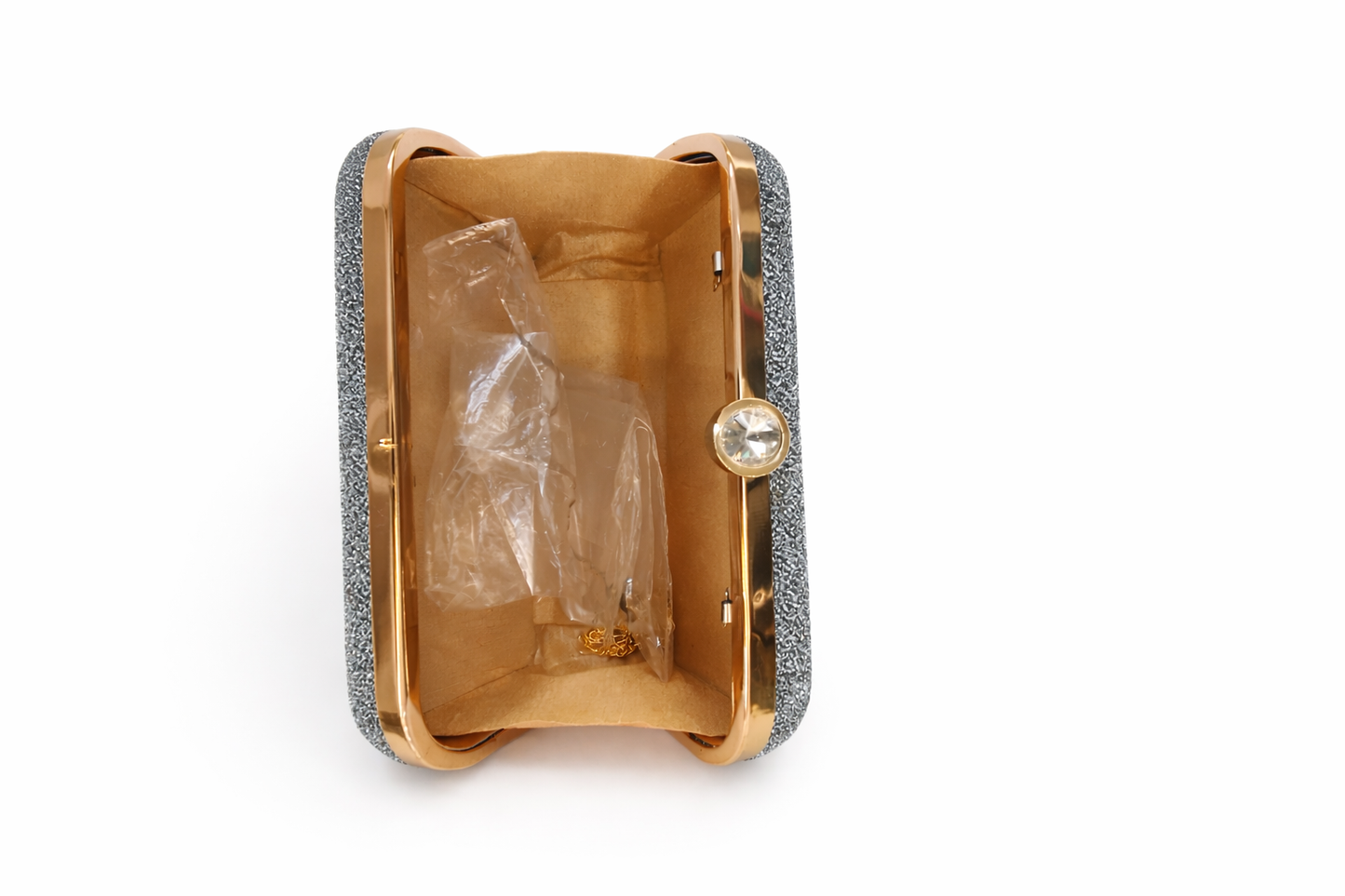 ilver Glitter Evening Clutch for Women, Sparkly Box Clutch Purse with Gold-tone Clasp, Elegant Party Handbag for Wedding