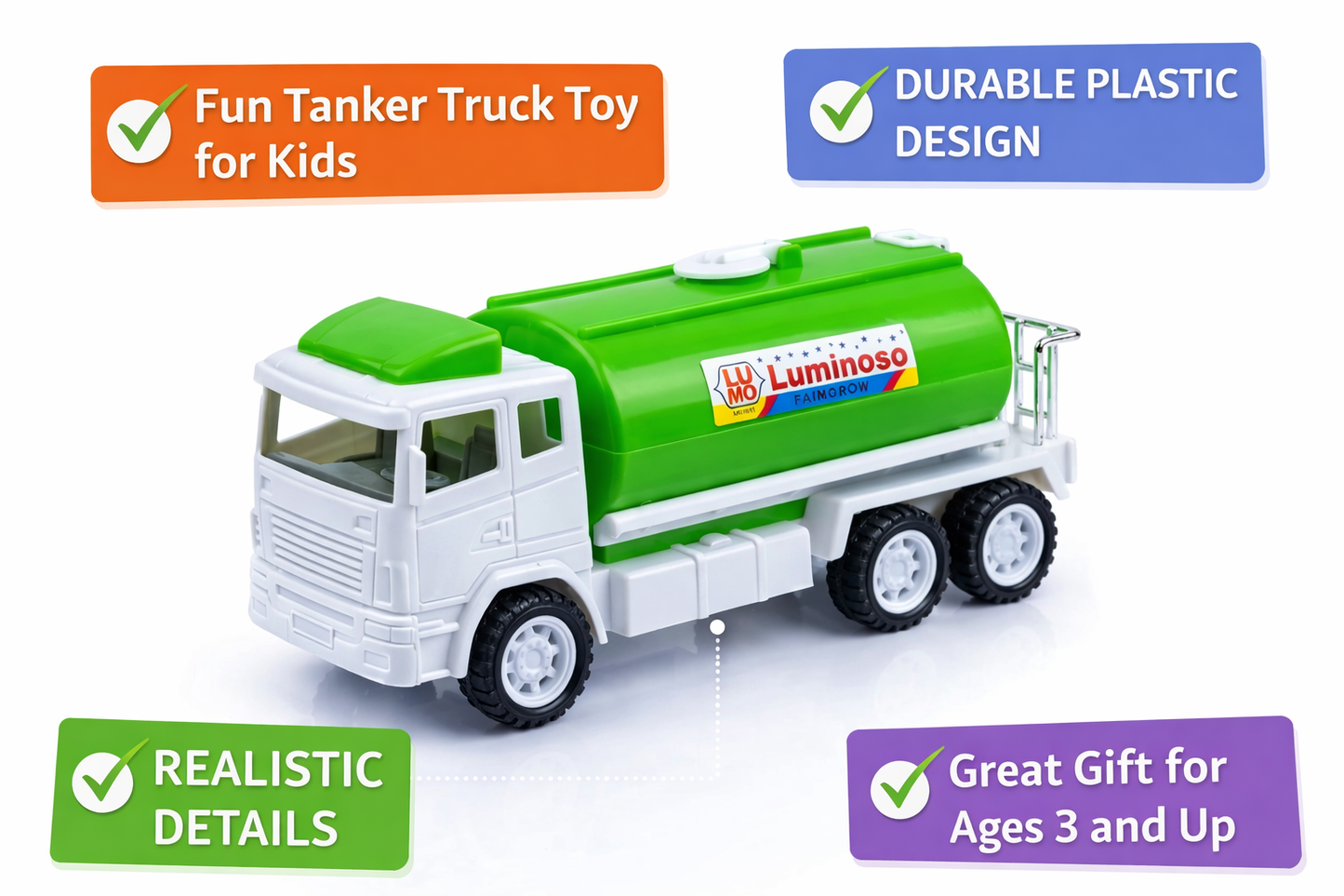 Kids Tanker Truck Toy | Plastic Water Tanker Toy for Boys & Girls