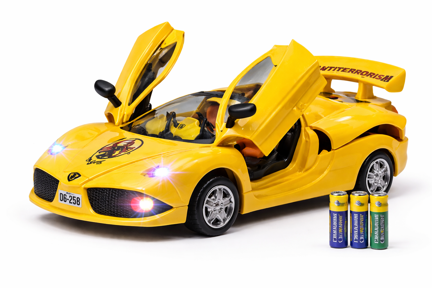 Kids Sports Car Toy with Lights & Sound – Friction Powered Racing Car with Scissor Doors – Musical Toy Vehicle for Boys & Girls (3+ Years)