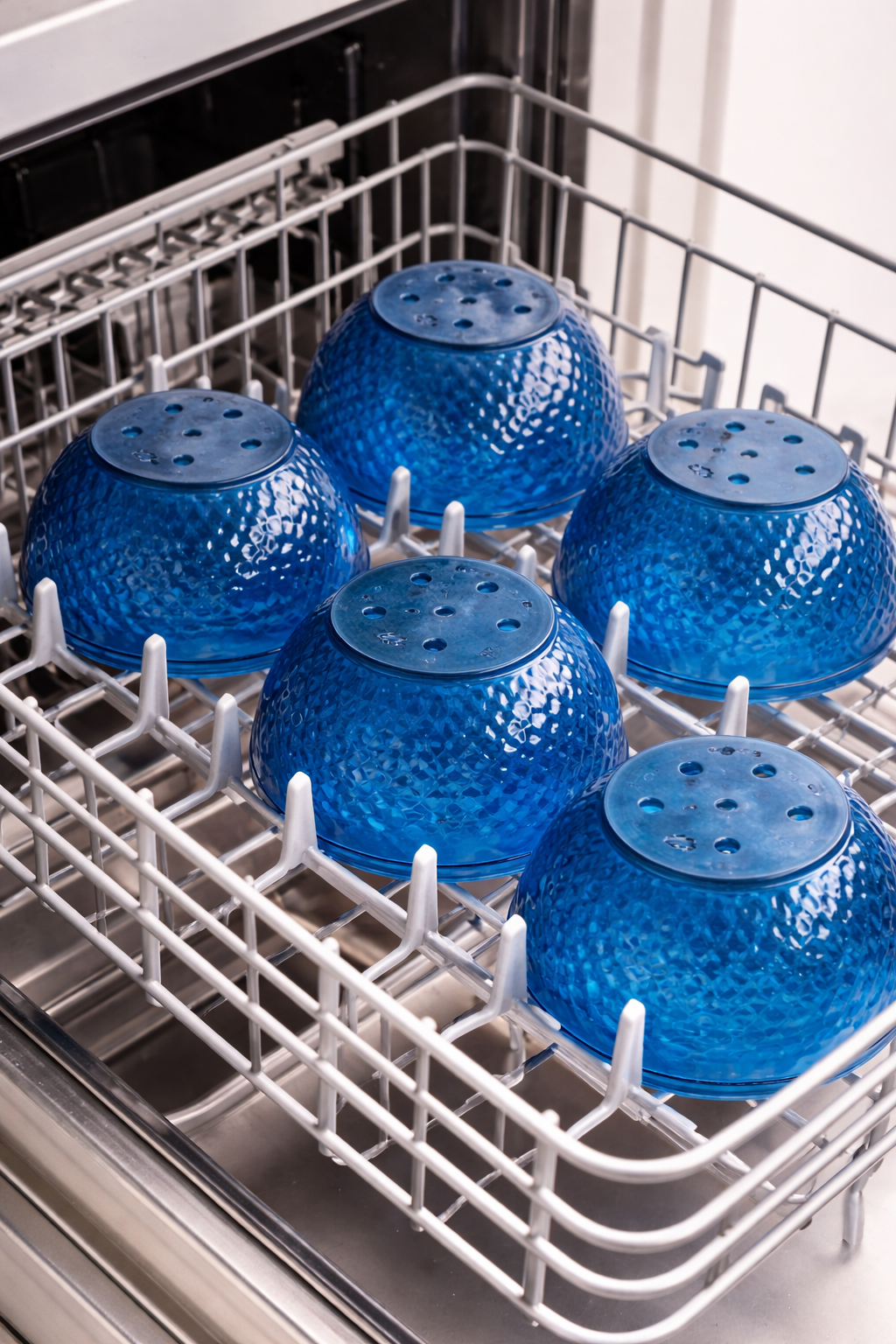 Blue Plastic Bowl Set (6-Piece) – Translucent Snack & Serving Bowls, Stackable Lightweight Design, Textured Grip Surface