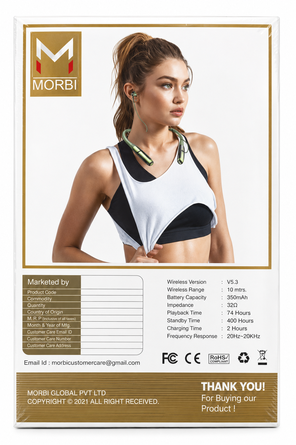 MORBI Dream-13 Neck Hanging Bluetooth Earphones with Mic, 74 Hours Music Playtime, 350mAh Battery, Touch Control, Magnetic Earbuds, Vibration Alert, Deep Bass, Type-C Charging, Wireless Neckband for Gym, Running, Travel & Office