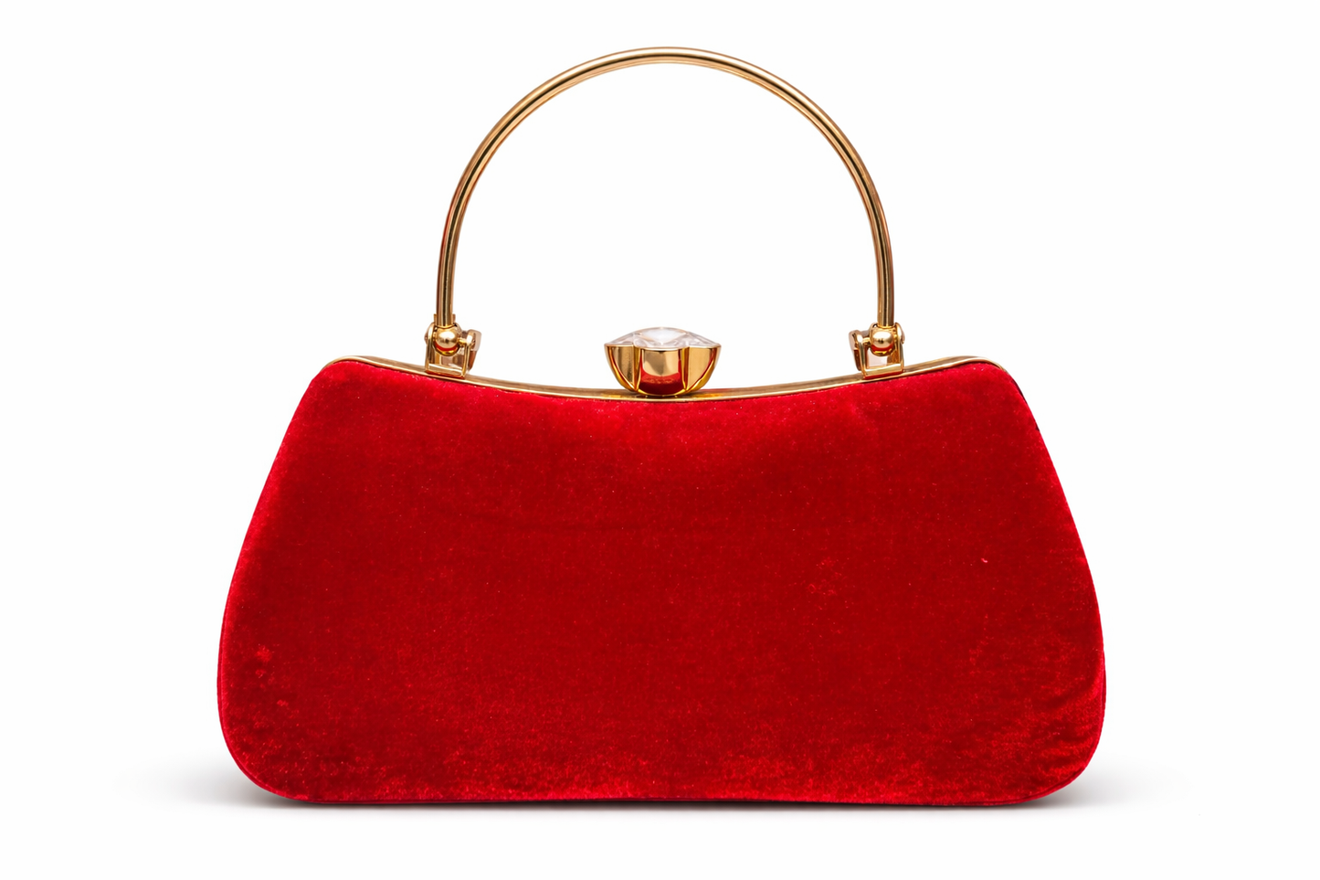 Red Velvet Evening Handbag for Women | Luxury Embroidered Clutch with Pearl & Crystal Design |
