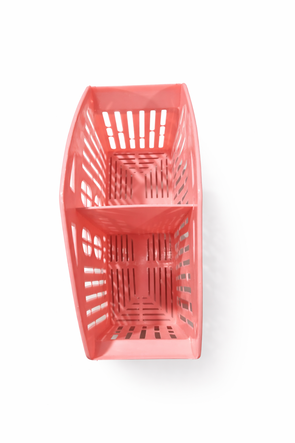 Pink Plastic Cutlery Holder with Drain Slots – 2 Compartment Utensil Organizer for Kitchen