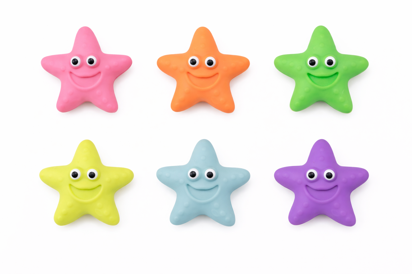 Starfish Bath Toys for Kids, Colorful Soft Rubber Bath Toy Set with Googly Eyes, Non-Toxic Water Play Toys for Toddlers and Babies