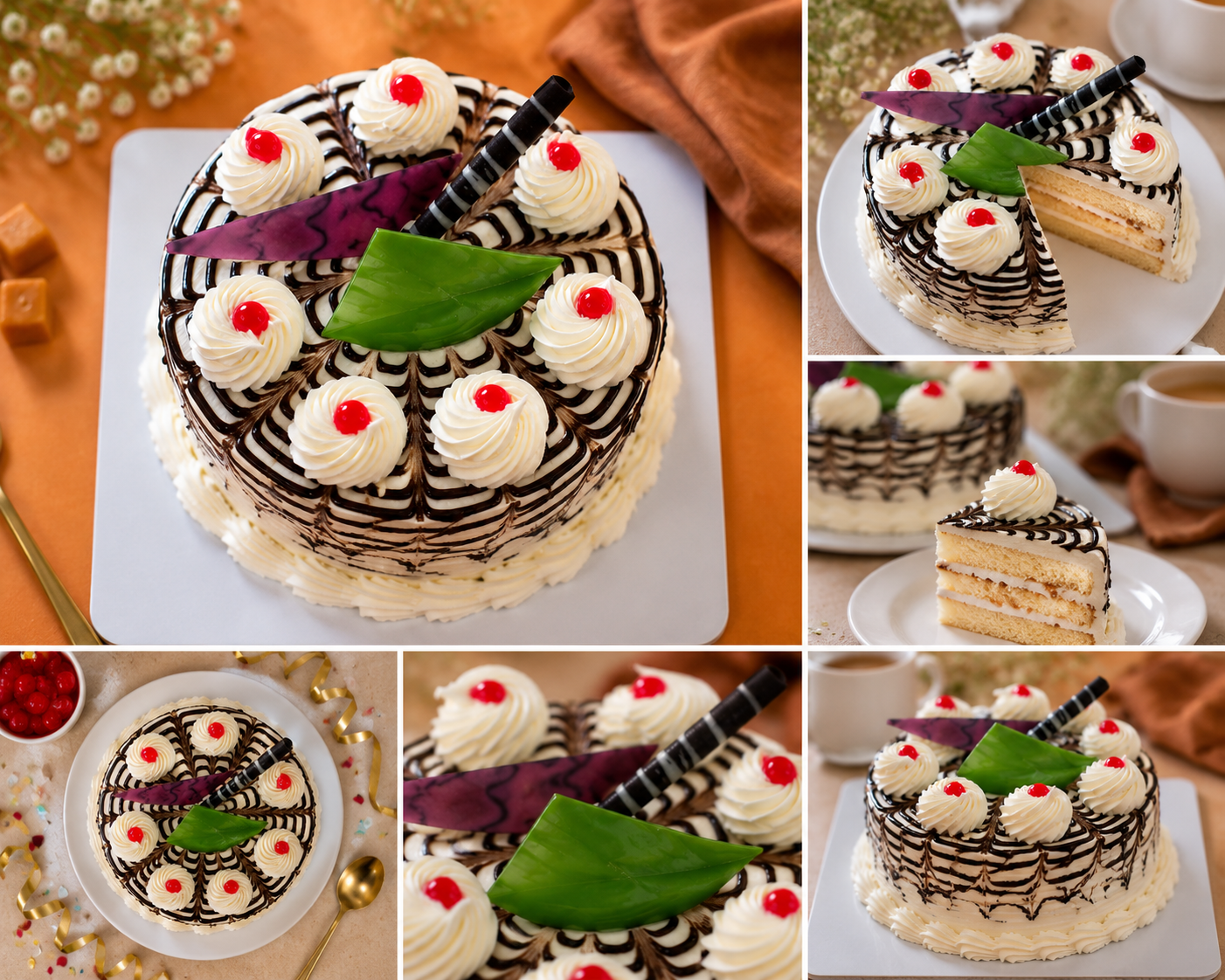 Black Forest Cake (300 grams) | Fresh Cream Chocolate Cake with Cherries | Premium Birthday Cake