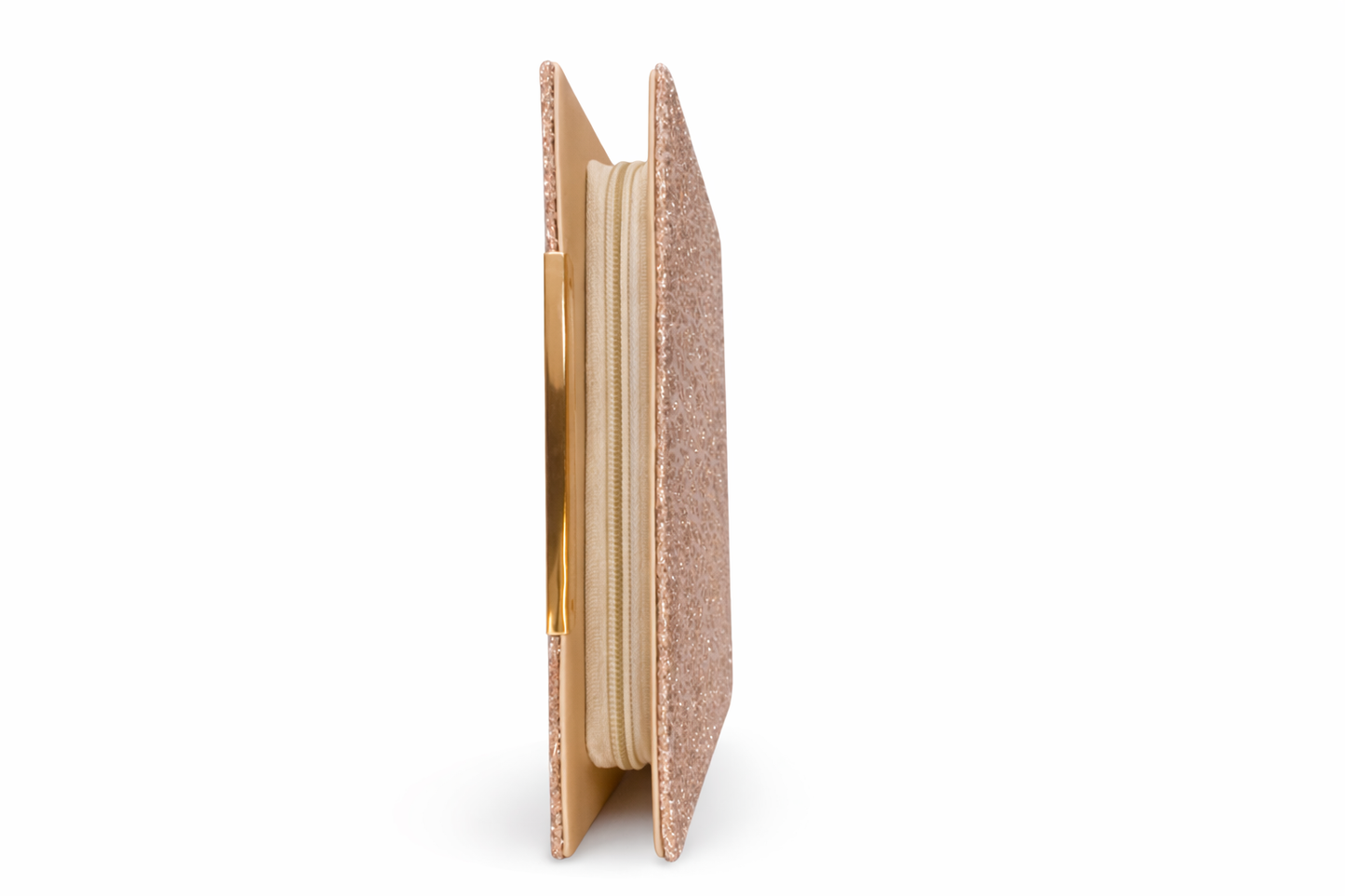 Rose Gold Glitter Evening Clutch for Women, Sparkly Box Clutch Purse with Gold-tone Clasp