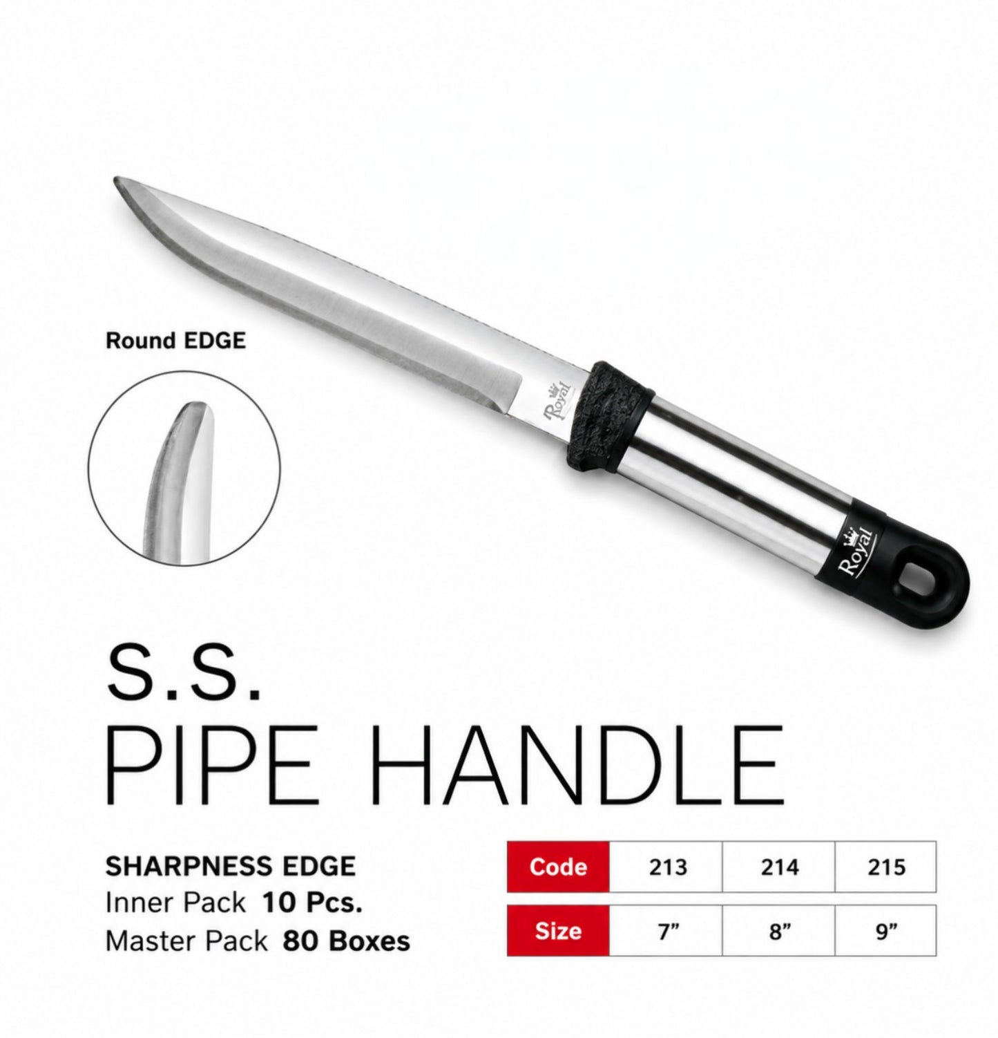 Royal Soft Grip Plain Utility Knife 8 Inch & 9 Inch |  | Multipurpose Knife for Vegetables, Fruits, Meat & Herbstainless Steel Sharp Kitchen Knife | Ergonomic Non-Slip Handle | Utility Knife for Meat, Vegetables, Fruits, Bread & Daily Kitchen Use