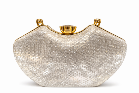 Luxury Gold Clutch Purse for Women | Premium Leather Evening Bag with Glitter Finish