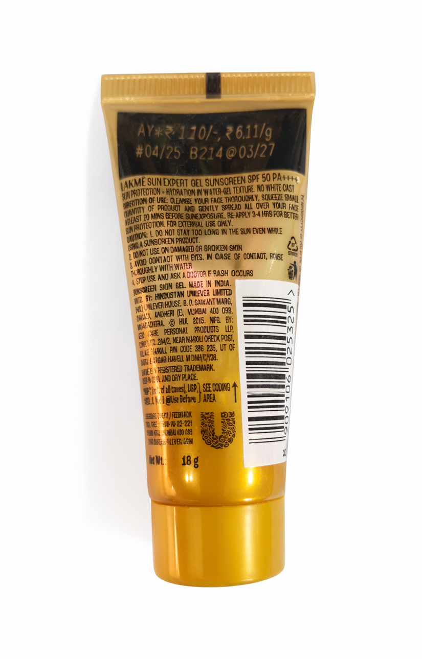 Lakmé Sun Expert Gel Sunscreen SPF 50 PA++++ | Broad Spectrum UVA UVB Protection | Ultra Matte Lightweight Sunscreen for Oily Skin