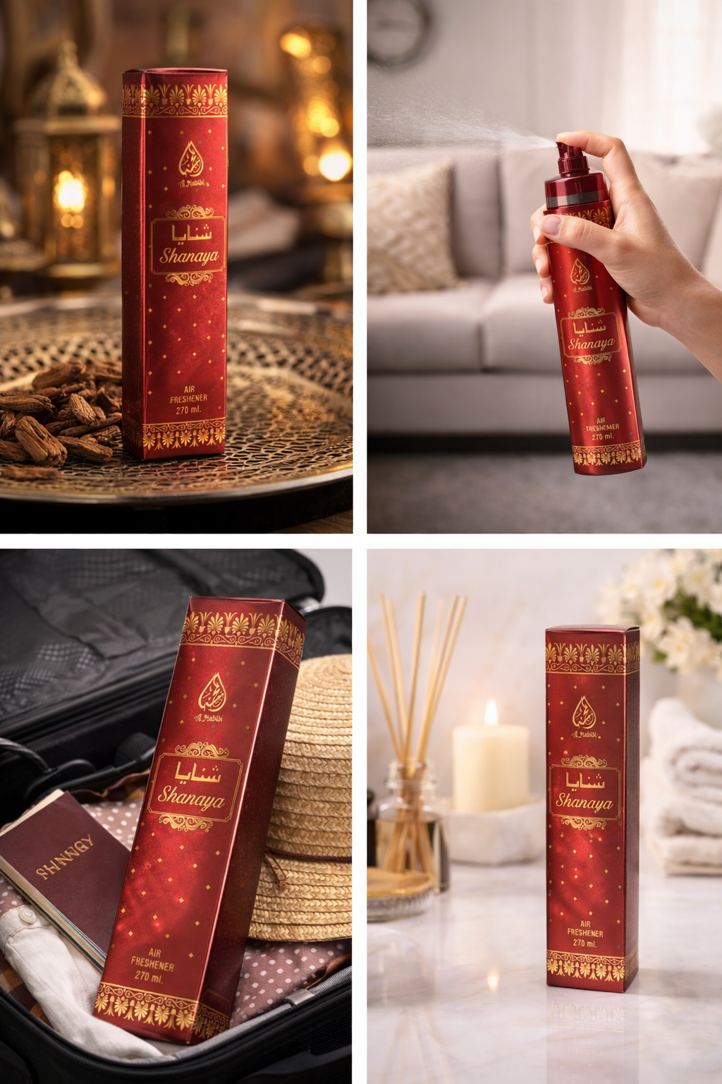 Shanaya Luxury Oud Air Freshener Spray 270ml | Long-Lasting Premium Oud Fragrance | Room, Car & Office Freshener | Elegant Home Fragrance Spray