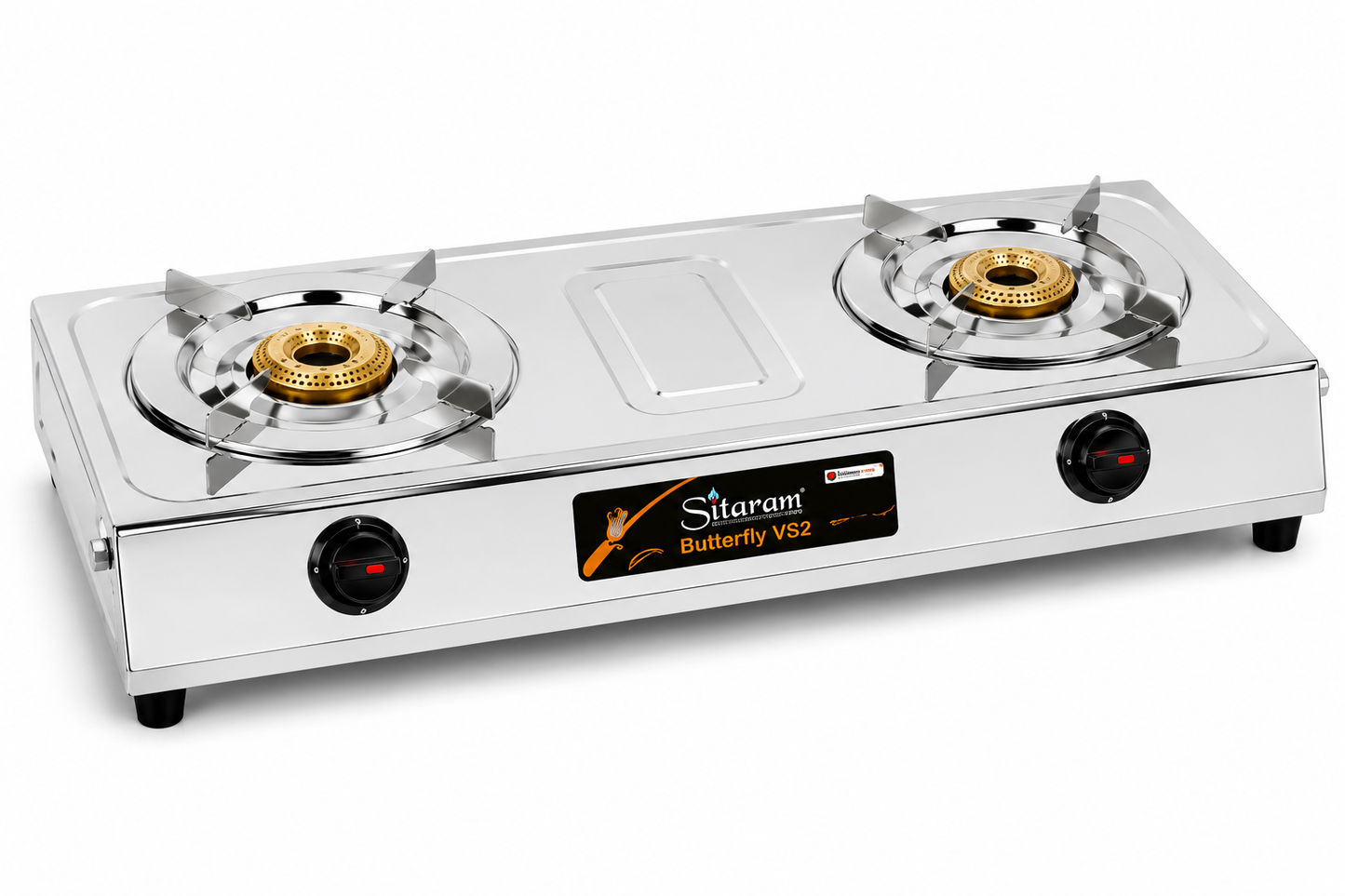 SR-205 Pigeon 2 Burner Stainless Steel Gas Stove | Manual Ignition LPG Gas Cooktop | Heavy Duty Brass Burners | Stainless Steel Body | Ergonomic Knobs | Silver