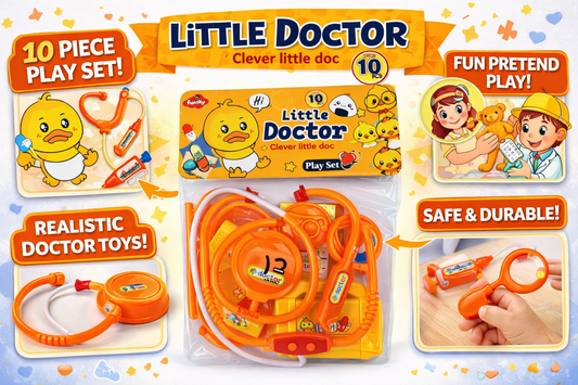 Little Doctor Toy Set for Kids (10 Pieces) | Pretend Play Medical Kit with Stethoscope, Injection & Tools