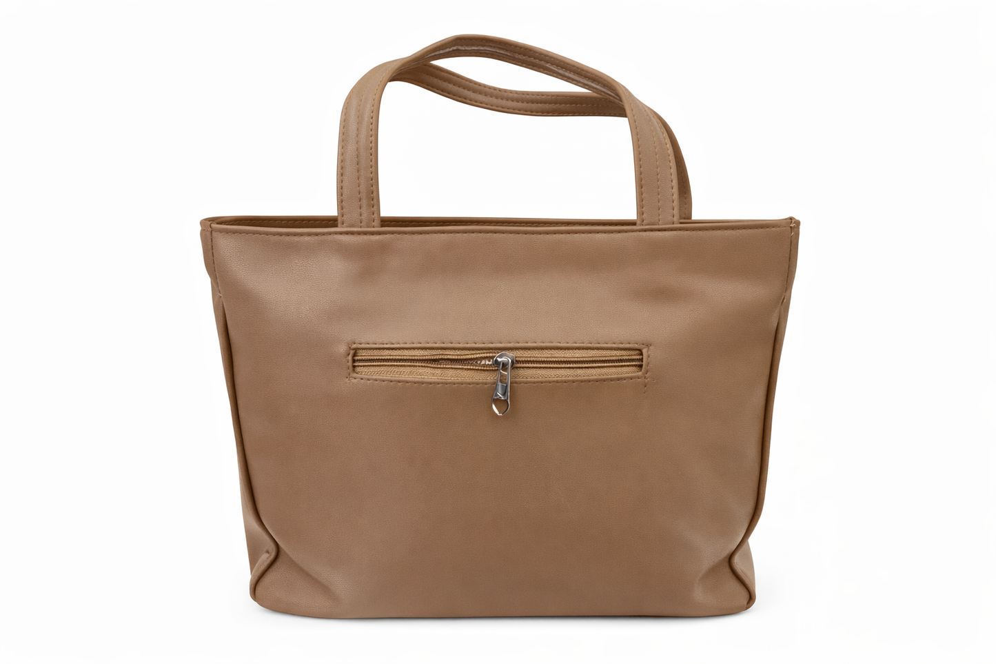 Brown Everyday Tote Bag for Women, Multi Pocket Shoulder Handbag with Front Zip Pocket