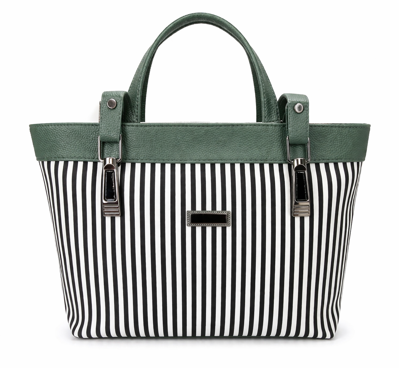 Striped Tote Bag for Women, Faux Leather Shoulder Handbag with Multiple Interior Pockets