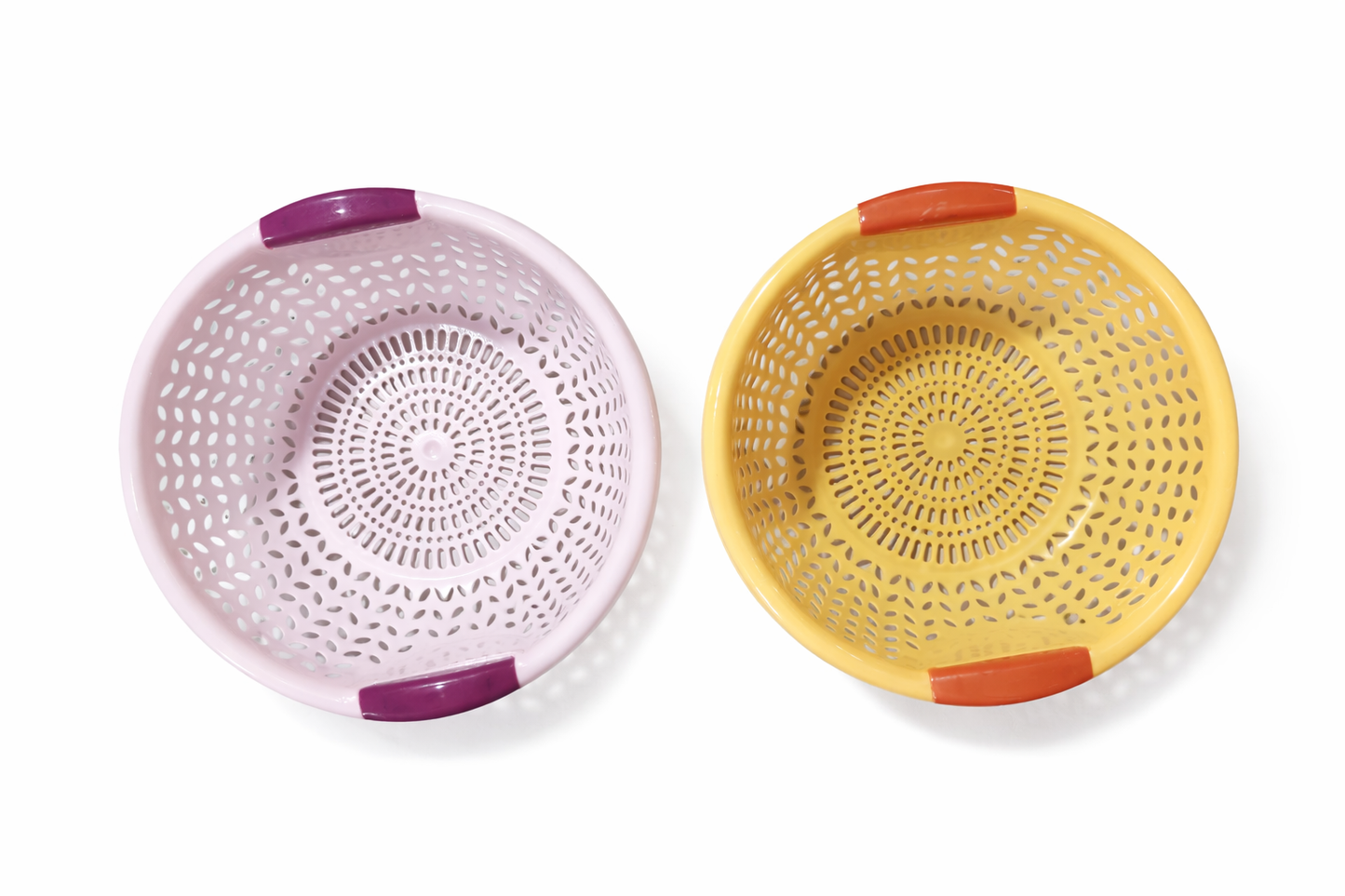 Plastic Colander Set (2-Pack) – Food-Grade BPA-Free Strainer Bowls with Handles, Fast Draining Perforated Design, Lightweight & Durable, Kitchen Fruit & Vegetable Washing Basket