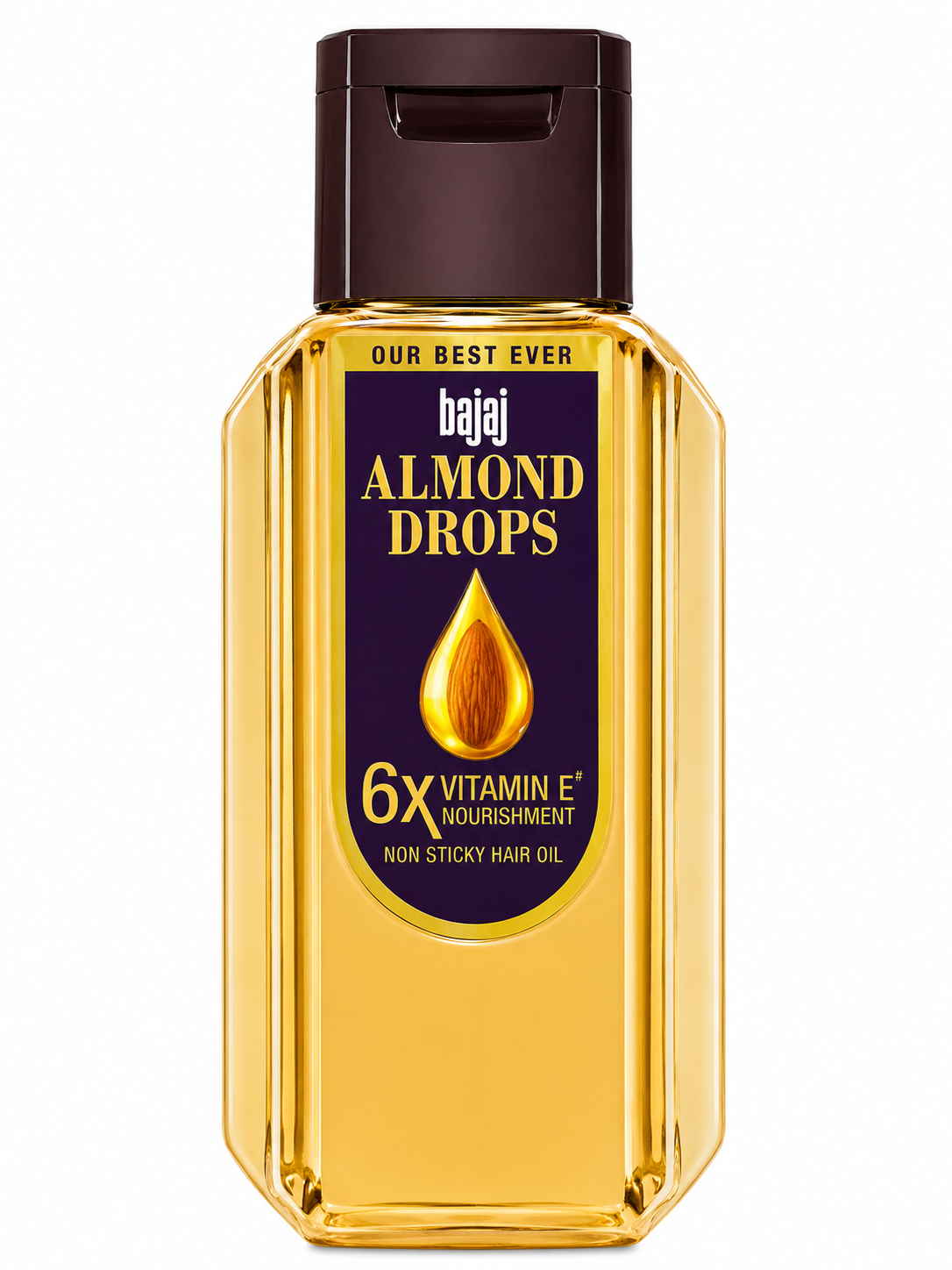 Bajaj Almond Drops Non-Sticky Hair Oil with 6X Vitamin E Nourishment & Almond Oil | Lightweight Non-Greasy Hair Oil for Soft, Smooth & Shiny Hair | Men & Women | 285ml