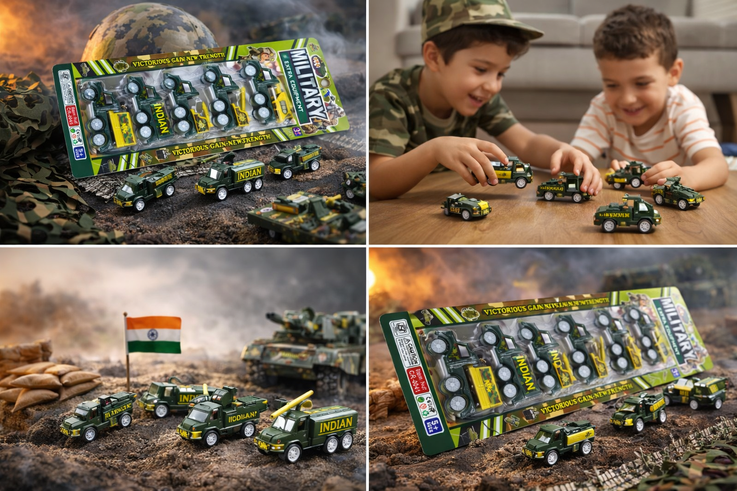 Mini Military Vehicle Toy Set for Kids (Pack of 6), Army Truck & Tank Toys, Pull Back Mini Cars, Plastic Military Toy Vehicles for Boys (Ages 3+)