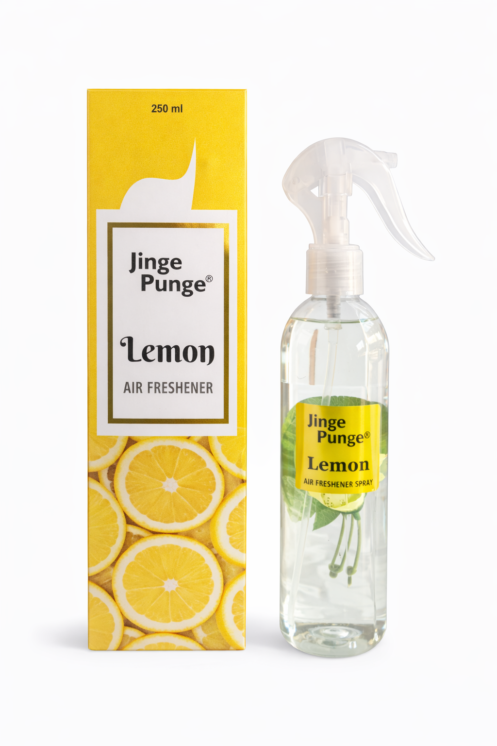 Jinge Punge Lemon Air Freshener Spray 250ml | Zesty Citrus Room Freshener | Long-Lasting Lemon Fragrance | Trigger Spray Bottle | Home, Car & Office Freshener