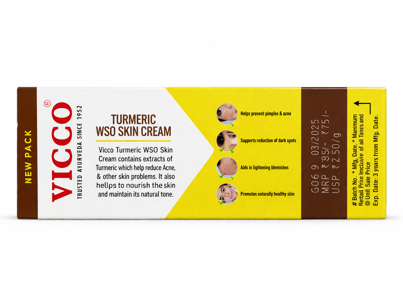 Vicco Turmeric WSO Skin Cream | Ayurvedic Anti Acne Cream for Pimples, Dark Spots, Blemishes & Glowing Skin