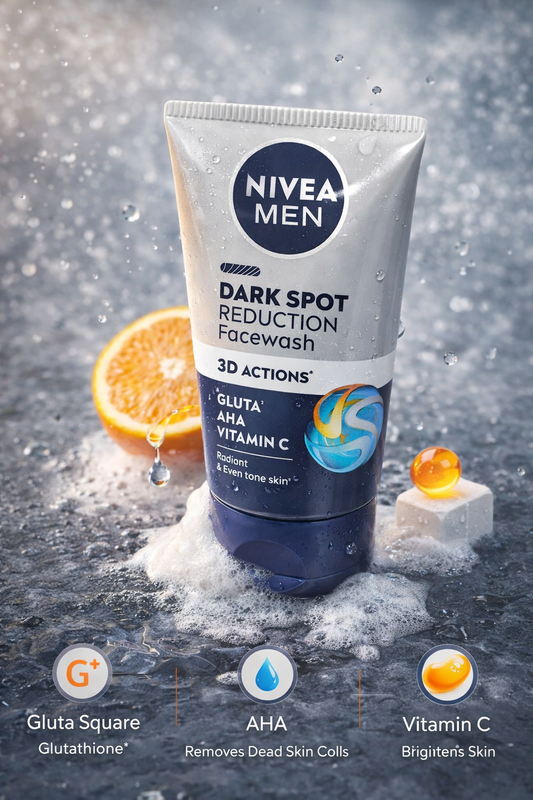 Nivea Men Dark Spot Reduction Face Wash with Gluta, AHA & Vitamin C, Brightening Face Cleanser for Men