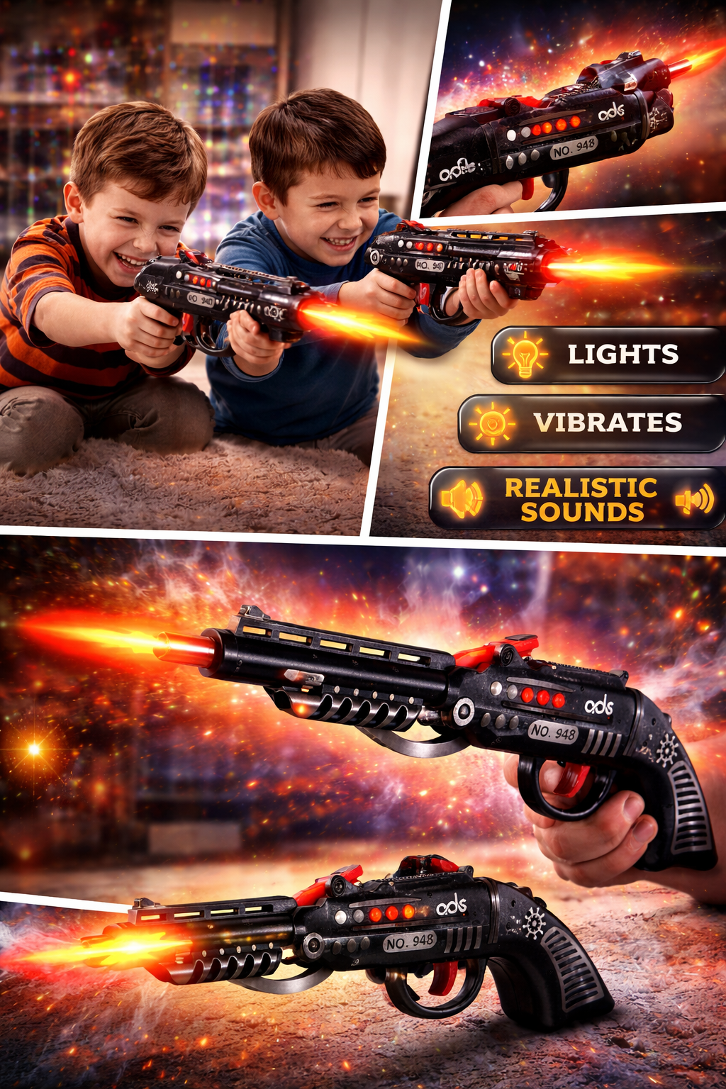 Toy Gun for Kids with Light & Sound | Thunder Fire Match Gun with Vibration Effect | Battery Operated Toy Gun with Trigger Action