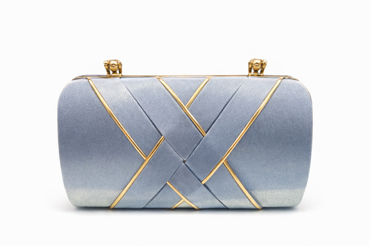 Cylindrical Evening Clutch for Women | Ombre Shimmer Party Handbag with Gold-Tone Chain, Sphere Clasp & Satin Interior
