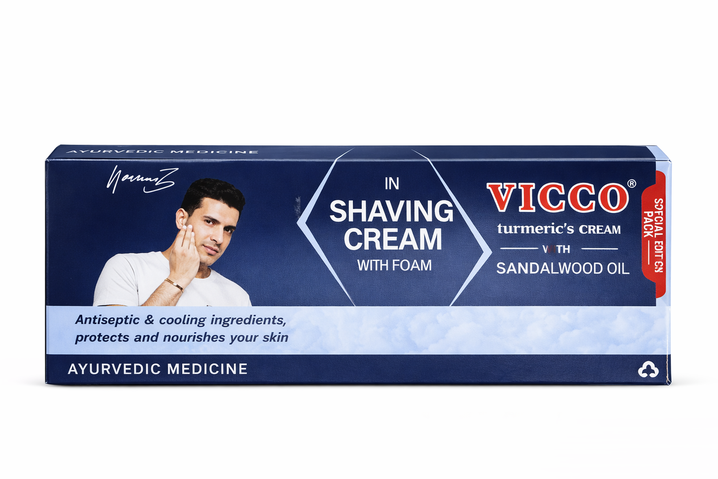 Vicco Turmeric Shaving Cream with Sandalwood Oil | Ayurvedic Shaving Cream for Smooth Shave, Skin Protection & Cooling Freshness