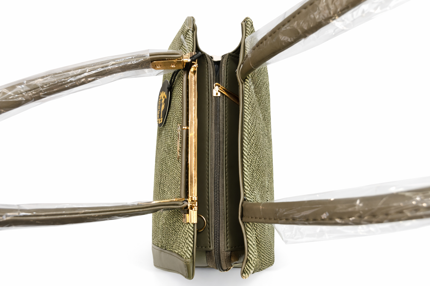 Women’s Tweed Handbag, Premium Textured Fabric Satchel with Gold-Tone Hardware, Elegant Tote Bag with Inner Zip Pocket for Office & Daily Use