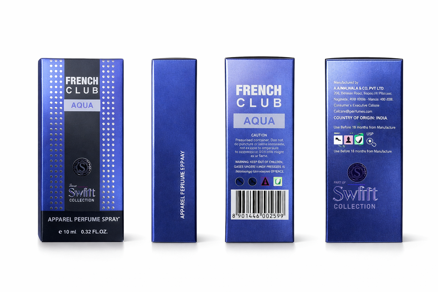 French Club Aqua Apparel Perfume Spray 10ml | Long-Lasting Fabric Perfume for Clothes