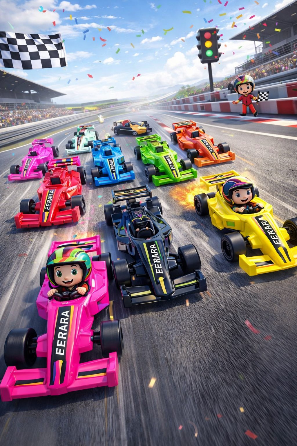 Pull Back Racing Car Toy Set for Kids (Pack of 8), Mini Formula Race Cars, Friction Powered Toy Vehicles, Colorful Racing Cars for Boys & Girls (Ages 3+)