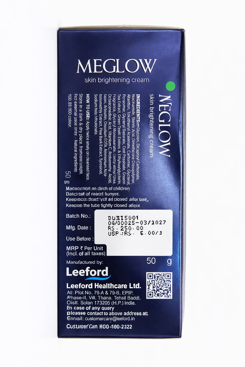 MEGLOW Skin Brightening Cream for Men with Niacinamide, Vitamin C & Natural Extracts | Reduces Dark Spots, Hydrates Skin & Improves Complexion