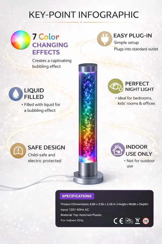 RGB Bubble LED Lamp with 7 Color Changing Effects | Liquid Motion Night Light