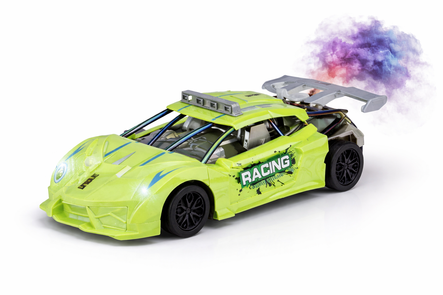 RC Mist Sprayer Car for Kids – 2.4GHz Remote Control Racing Car with Smoke Spray Effect, LED Lights, Music & Rechargeable Battery – Full Function RC Toy for Boys & Girls