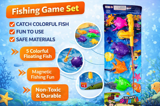 Fishing Game Toy Set for Kids with Magnetic Fishing Rod & 5 Floating Fish, Colorful Water Play Toy, Bath Toy for Boys & Girls (Ages 3+)