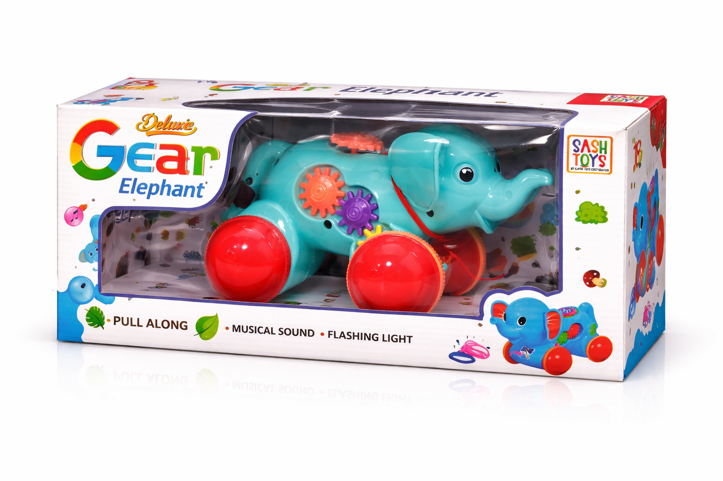 Gear Elephant Toy for Toddlers – Musical Light-Up Elephant with Spinning Gears, Pull Along Toy with LED Lights & Sound – Educational Baby Toy (18+ Months)