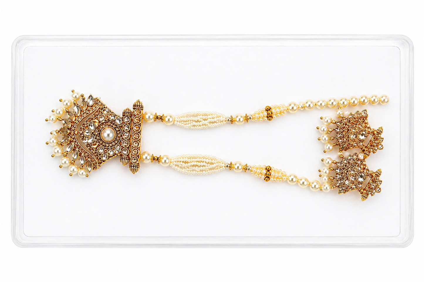 Harmal Store Traditional Pearl Jewelry Set – Elegant Kundan Work Necklace with Pendant and Matching Earrings for Weddings and Festivals