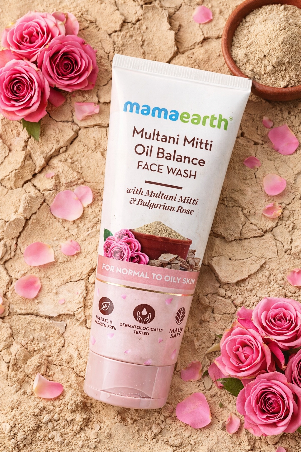 Mamaearth Multani Mitti Oil Balance Face Wash with Bulgarian Rose, Deep Cleansing Face Wash for Normal to Oily Skin