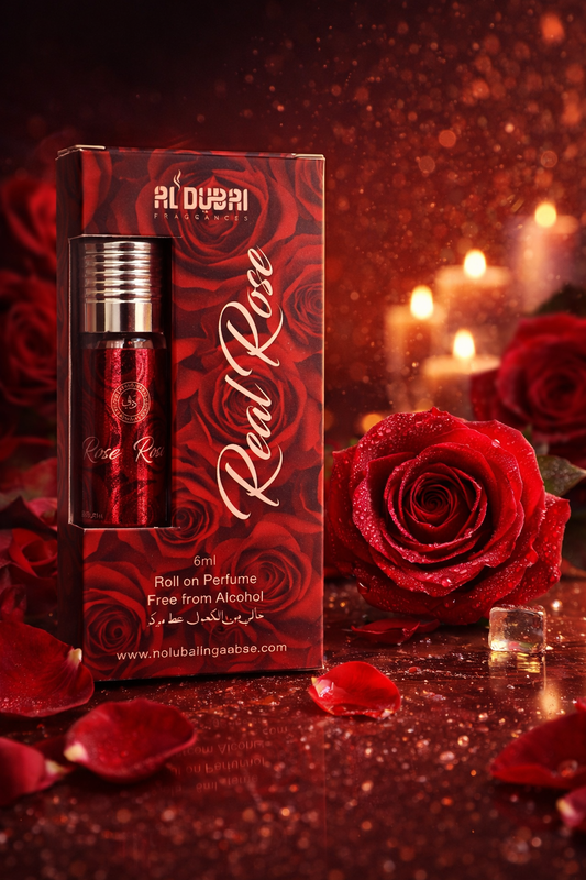 Al Dubai Fragrances Real Rose Attar Roll-On Perfume | 100% Concentrated Perfume Oil | Alcohol-Free Long Lasting Floral Rose Fragrance | 6ml Pocket Size Unisex