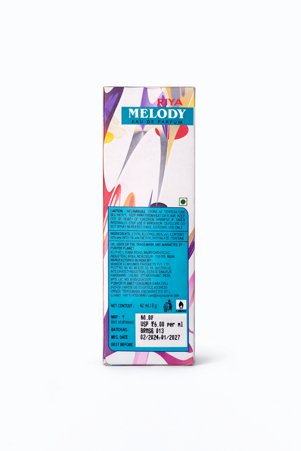 Riya Melody Eau De Parfum 10ml | Long-Lasting Floral Perfume for Women | Premium Fragrance Spray