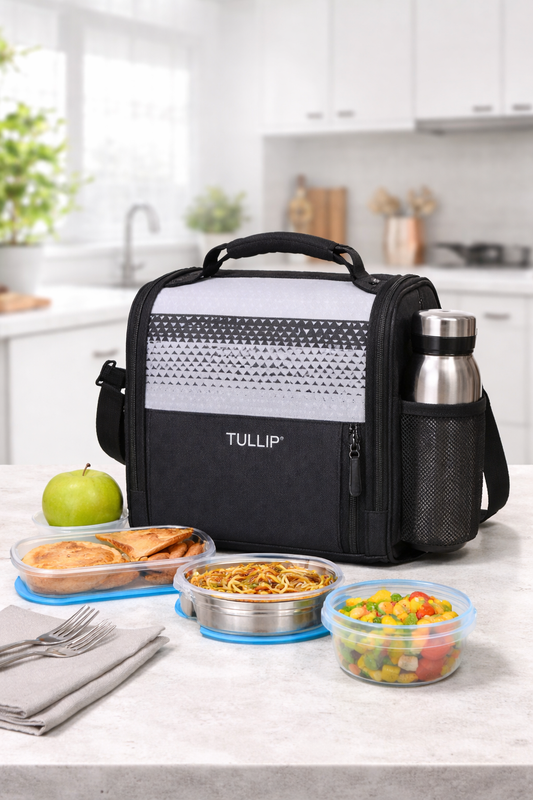 Insulated Lunch Bag with Containers & Bottle Holder | Leakproof Lunch Box Set with Stainless Steel Containers