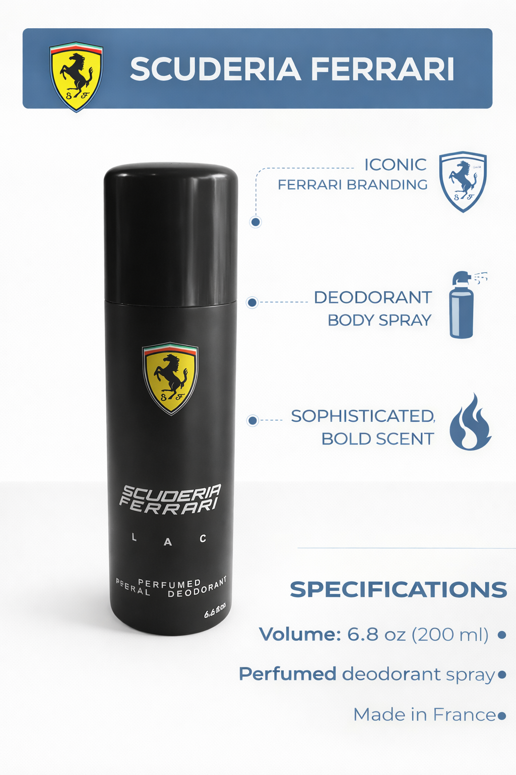 Scuderia Ferrari Deodorant Body Spray for Men | Long-Lasting Perfumed Deodorant