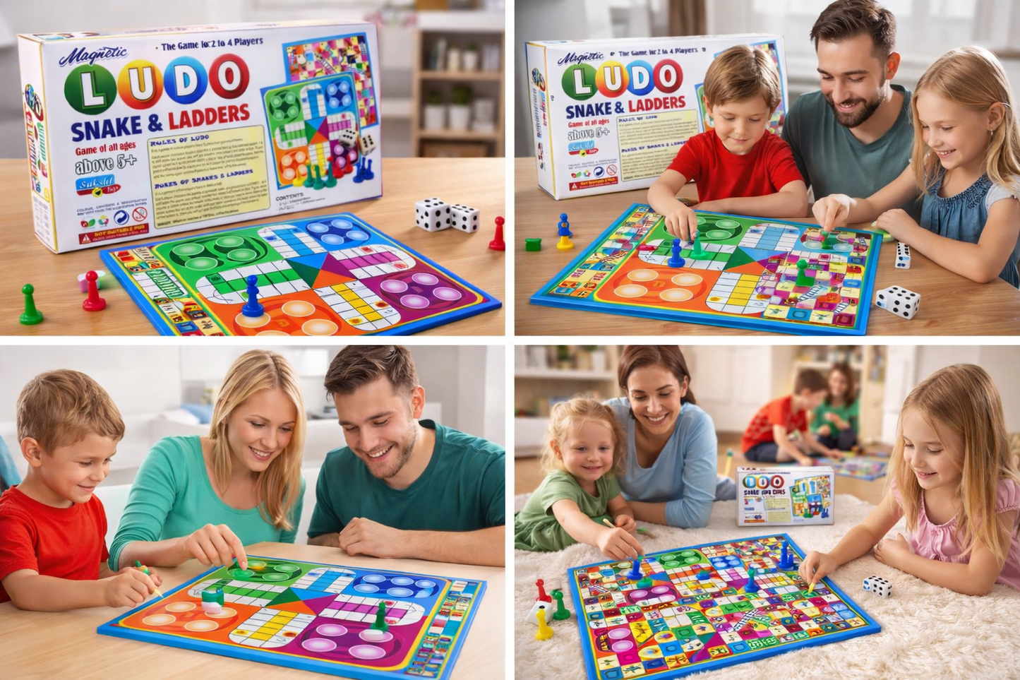 Magnetic Ludo Snake & Ladders Board Game | Double-Sided Foldable Game Set
