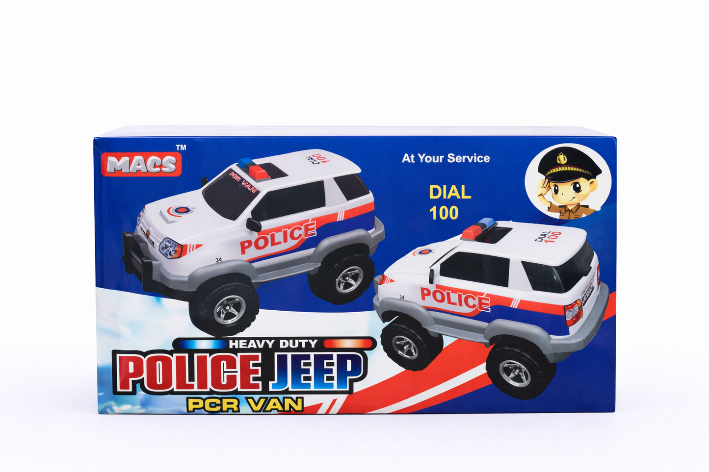 Police 4x4 Toy Car for Kids (3+ Years) – Pull Back Action SUV with Lights & Sound, Friction Powered Off-Road Vehicle Toy