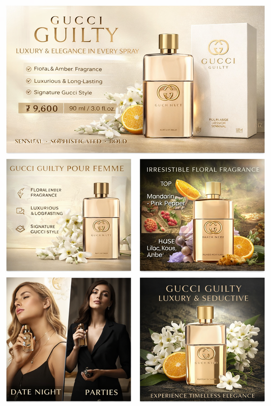 Gucci Guilty Pour Femme Eau De Parfum for Women | 90ml Luxury Floral Amber Perfume | Long-Lasting Designer Fragrance