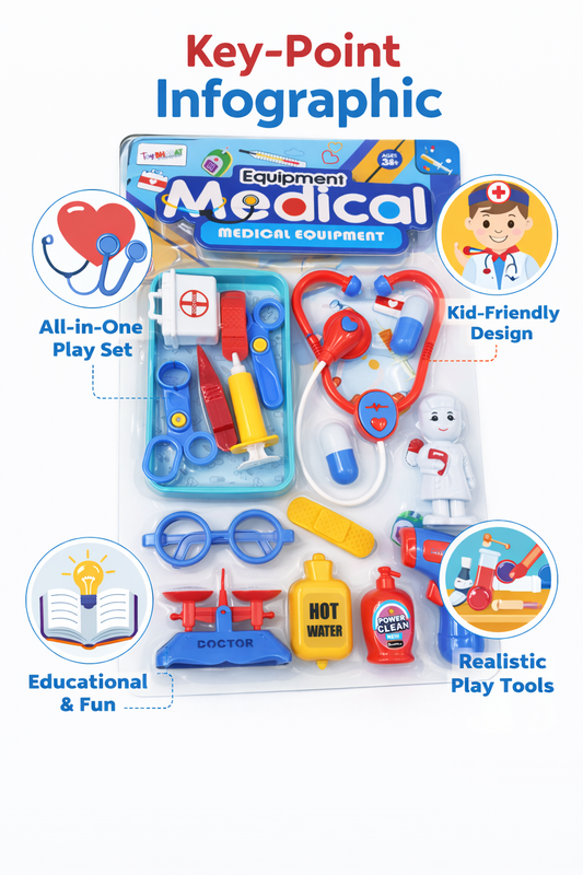 Kids Doctor Play Set Medical Kit | Pretend Play Doctor Toy Set with Stethoscope & Tools