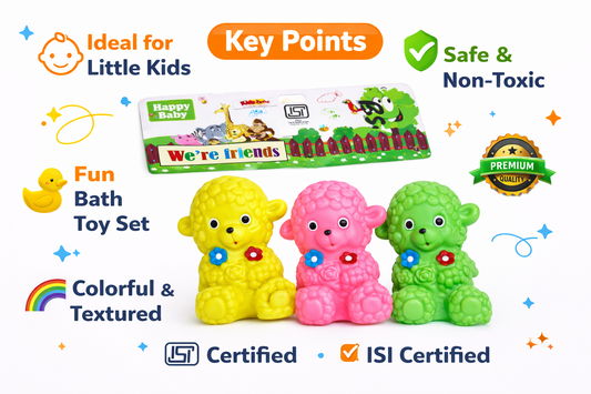 Non-Toxic Water Squeeze Toys for Babies | Cute Teddy Bath Toys (Multicolor, Pack of 3)