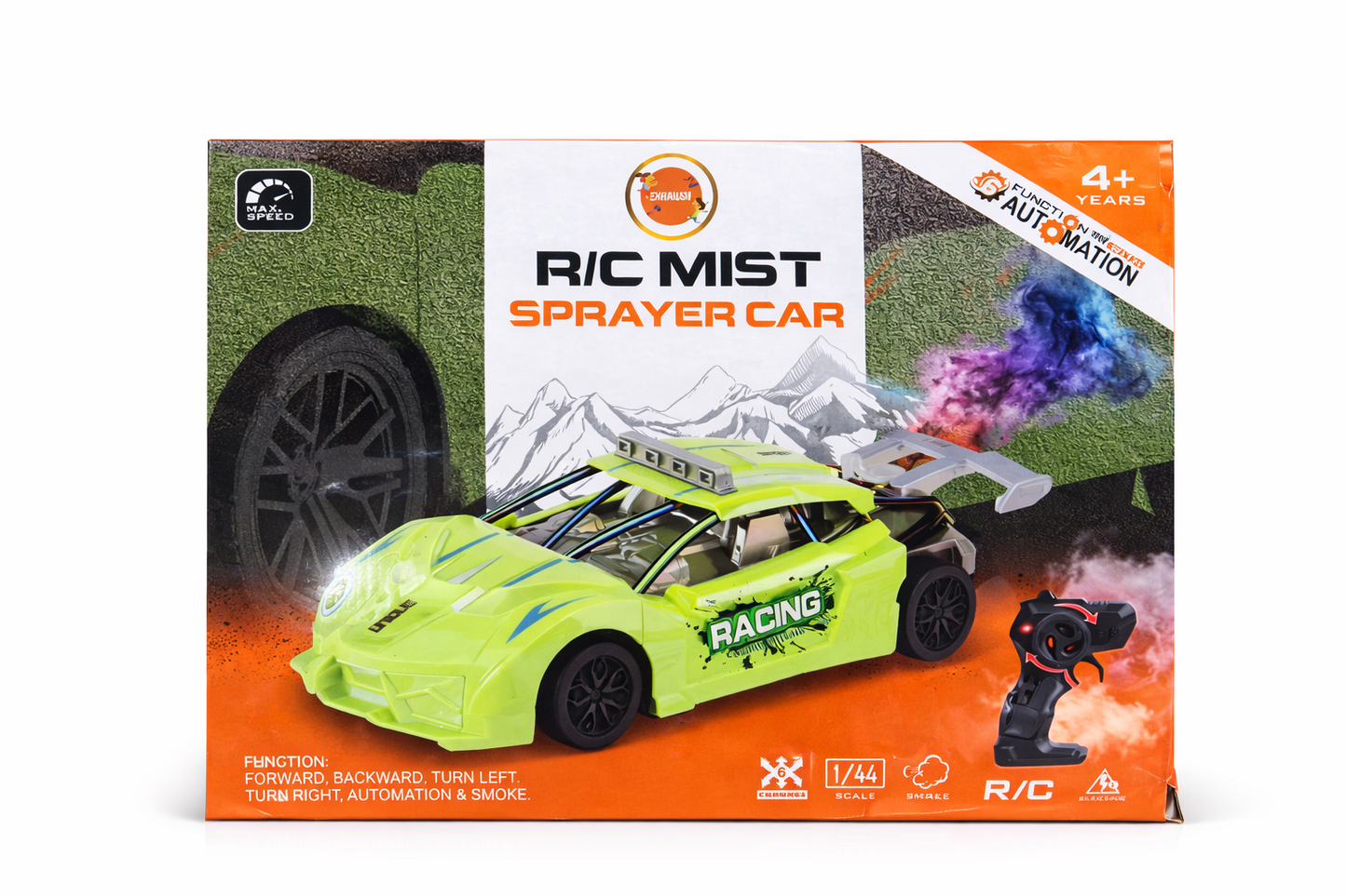 RC Mist Sprayer Car for Kids – 2.4GHz Remote Control Racing Car with Smoke Spray Effect, LED Lights, Music & Rechargeable Battery – Full Function RC Toy for Boys & Girls
