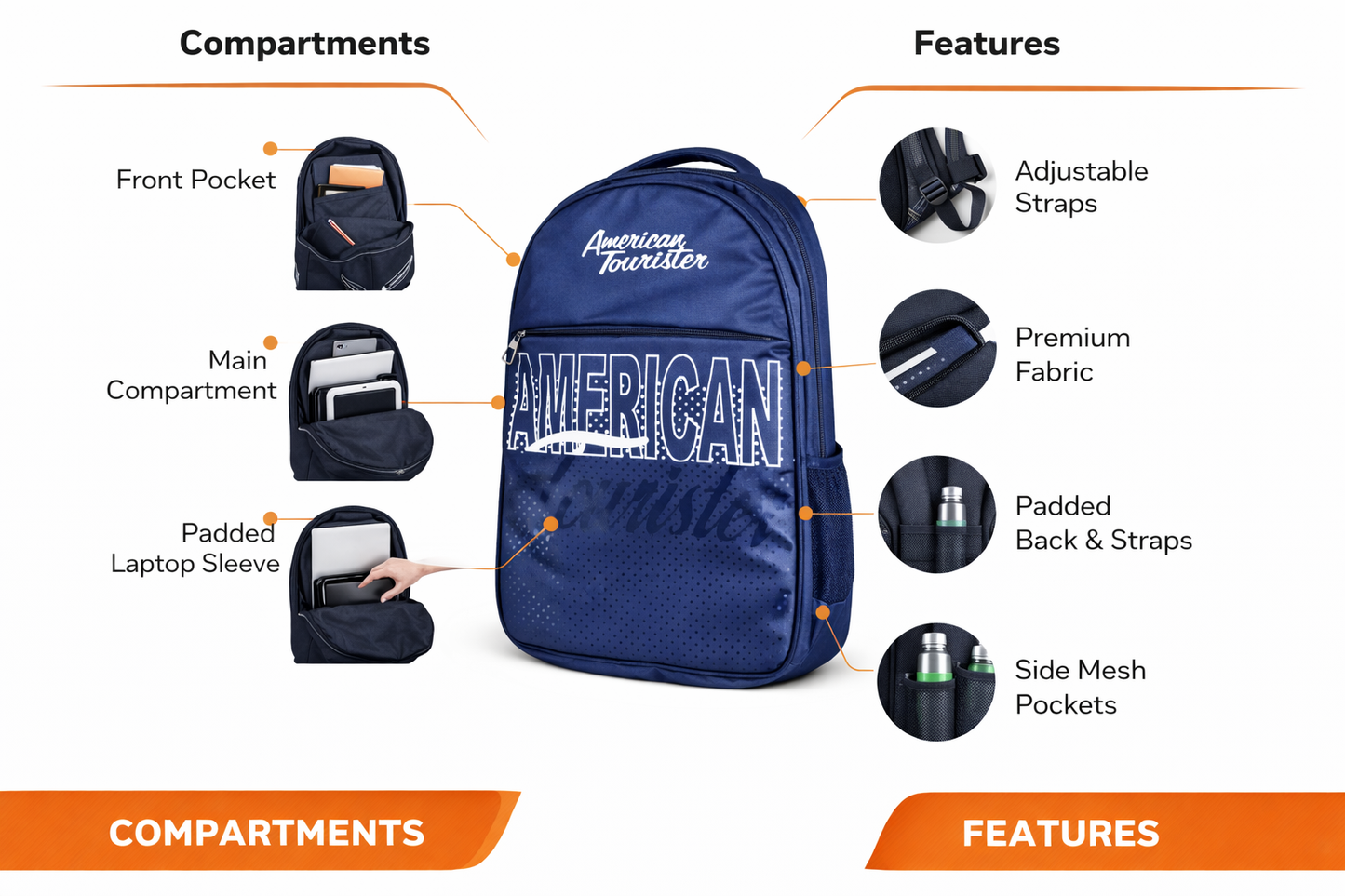 American Tourister Backpack for Men and Women, Laptop Backpack with Padded Sleeve,