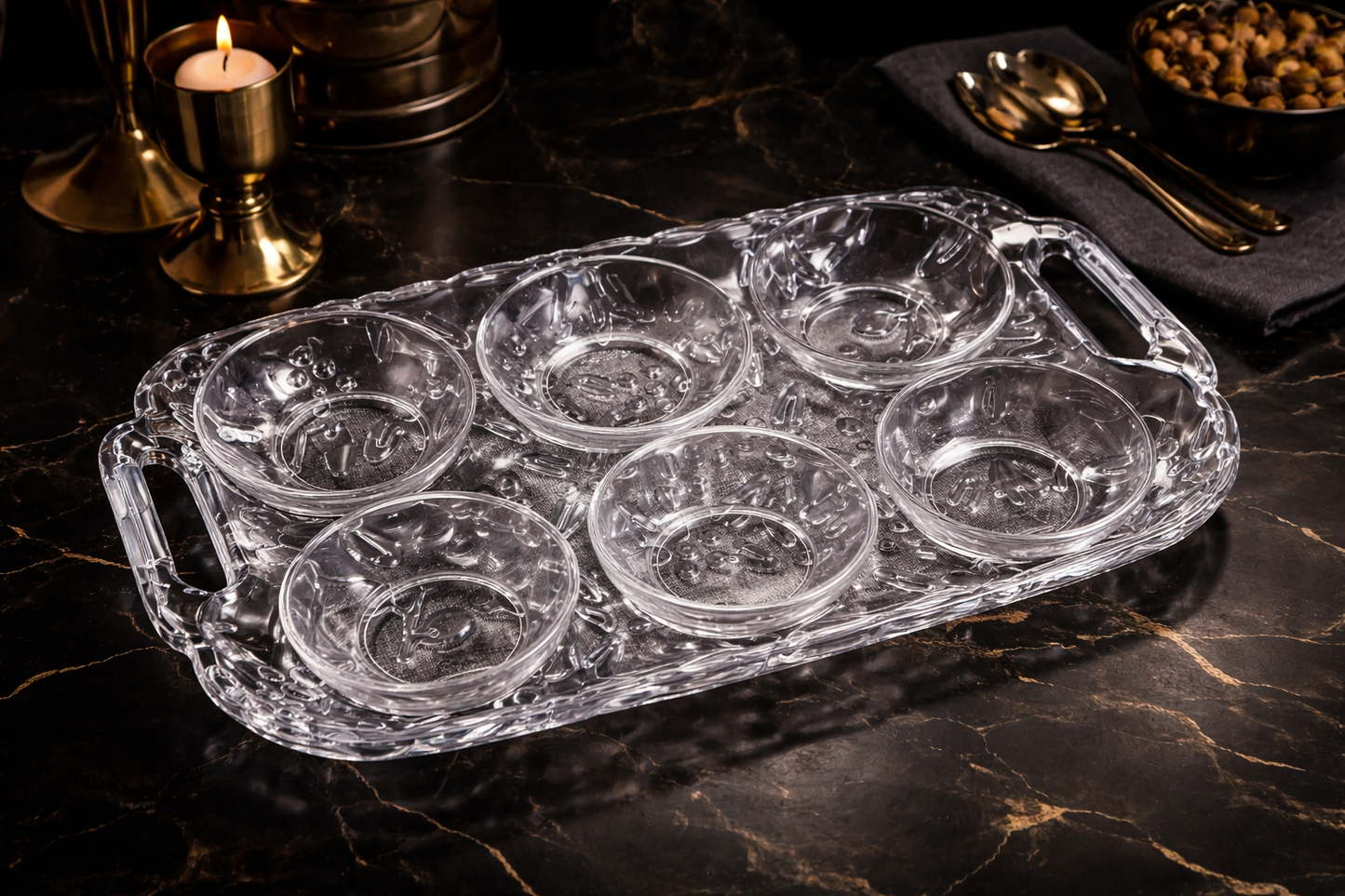 Transparent Premium Tea Serving Set with Handles | Lightweight, Durable & Easy to Clean | Perfect for Guests, Home & Office