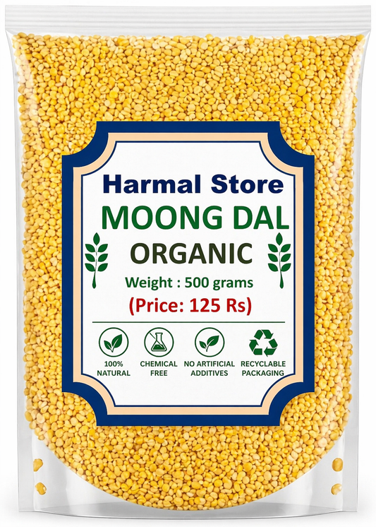 Harmal Store Organic Moong Dal 500g | Premium Split Yellow Moong Dal | High Protein & Easy to Digest | Chemical-Free & Natural